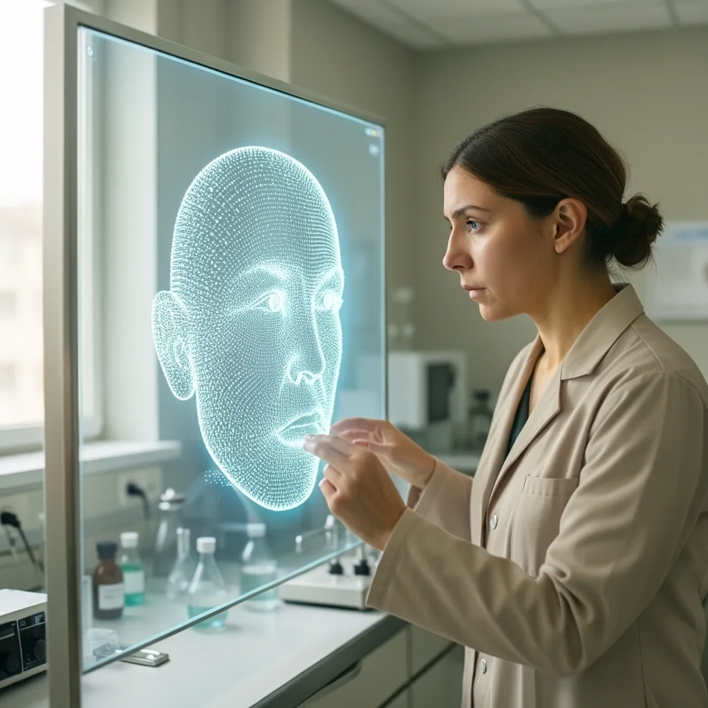 A researcher observing generative data projections